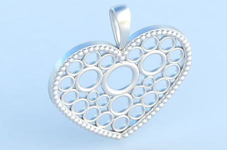 Heart Pendant Jewelry Earrings 3d model