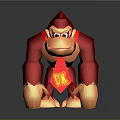 Cheerful Red Cartoon Gorilla Character With DK Logo And Shiny Paws