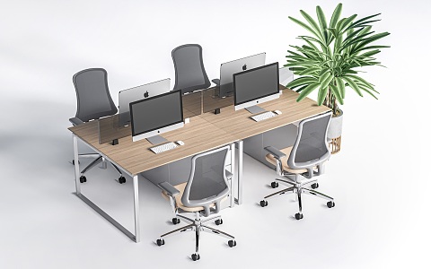 Modern Office Desk and Chair Workstation Desk and Chair Public Office Furniture Staff Desk and Chair 3d model