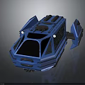 Advanced Blue Space Exploration Rover With Futuristic Design Open Hatches And Lights