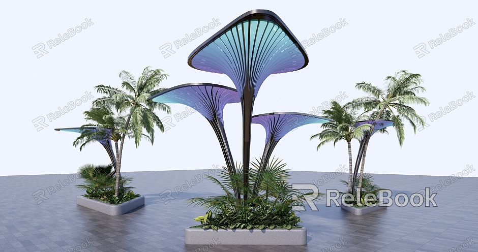 Modern Tree Pond Tropical Plants model