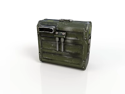 Vintage Green Metal Storage Box With Rustic Clasps Lock And Distressed Finish 3d model