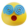 Yellow Round Emoji Face With Blue Spiral Eyes And Red Mouth Design