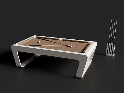 Modern Stylish Billiard Table Sports Equipment With Cue Stick Balls And Rack 3d model