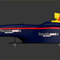 Blue Potter Racing Team Racing Car With Yellow Cockpit And Red Stripes