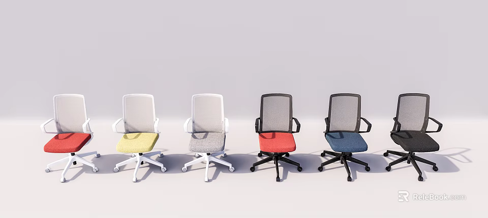 Modern Multicolor Office Chair with Mesh Back Swivel Base and Armrests 3d model 