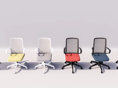 Modern Multicolor Office Chair with Mesh Back Swivel Base and Armrests 3d model