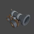 Vintage Cannon 3D Model With Barrel Wheels And Dark Blue Background