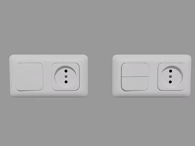 White Modern Double Switch Panel With Socket For Home Electrical Use 3d model