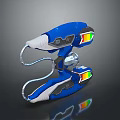 Futuristic Blue And White Weapon Design With Luminous Colored Components And Curved Structure