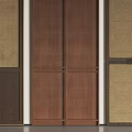 Minotti Modern Wardrobe Doors Design With Wooden Rattan Lattice And Metal Accents