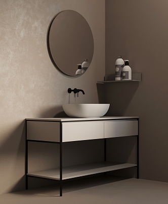 Silent Bathroom Cabinet Mirror Rack 3d model