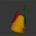 Christmas Decorative Ornament With Golden Bells Green Leaves And Red Bow