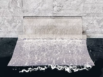 Garden Feature with Gray Stone Wall Sloped Slab Water Flow Waterfall Effect and White Splashes 3d model