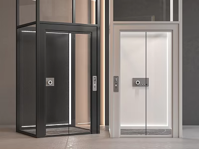 Modern Black and White Elevator with Glass Doors and Sleek Contemporary Design 3d model