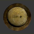 Antique Yellow Globe With Detailed Map On Decorative Wooden Stand And Carved Columns