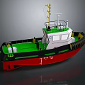 3D Model Pilot Boat With Red Hull Green Deck White Superstructure Antenna And Railing 3d model