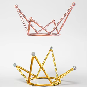 Crown Simple Crown Simple Crown Headwear Jewelry Crystal Gold Jewelry 3d model