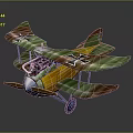 Vintage Biplane Model With Green Yellow Brown Camouflage Paint And Black Crosses On Wings