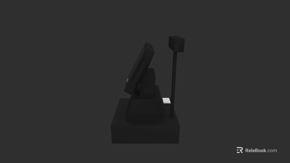 Black Commercial Device With Display Screen Upright Pole And Square Base 3d model 