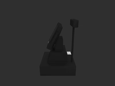 Black Commercial Device With Display Screen Upright Pole And Square Base 3d model