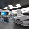 Modern School Automotive Technical Classroom With White Car Training Equipment Large Screen And Workstations