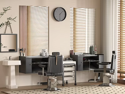 Salon Business Equipment with Styling Chairs Mirrors and Vanity Desks 3d model