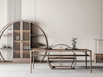 New Chinese Style Desk and Chair 3d model