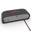 Sleek Modern Headphone Speaker With Black Red Buttons Design And Wired Connection For Desktop Use