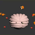 Cute Pink Haired Rabbit Ears Cartoon Character With Floating Carrots And Red Chili Peppers