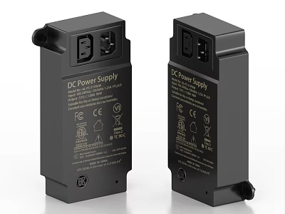 Industrial DC Power Supply Units Two CE Certified Black Devices With Safety Marks 3d model