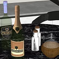 Elegant Decorative Ornaments Set With Wine Bottles Champagne Ceramic Jars Glass Decanter And Wicker Basket