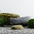 Modern stone garden landscape sketch 3d model