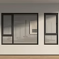 Modern Casement Windows With Black Frames And Clear Glass Installed On White Wall