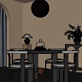 Italian Minimalist Dining Table and Chair Combination Dining Table and Chair Combination 3d model