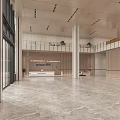 Modern Reception Desk Area With Spacious Lobby And Marble Flooring Design 3d model