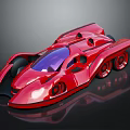Red Futuristic Sports Car with Sleek Aerodynamic Body Purple Tinted Windshield and Unique Alloy Wheels