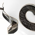 Elegant Modern Spiral Staircase With Marble Steps And Golden Handrail Design