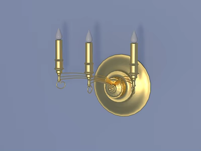 Elegant Golden Wall Lamp With Three Candle Style Lights For Interior Decor 3d model