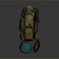 Durable Khaki Backpack With Red Pouch Multiple Pockets And Roller Base