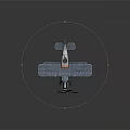 Vintage Blue And Orange Biplane Featuring Twin Propellers And Small Wheels For Aerospace Enthusiasts