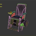 Electric Wheelchair as Daily Electrical Appliance with Black Green Frame Control Lever and Stable Wheels