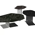Modern Irregular Shape Coffee Table With Green Red Black Marble Top And Metal Base 3d model