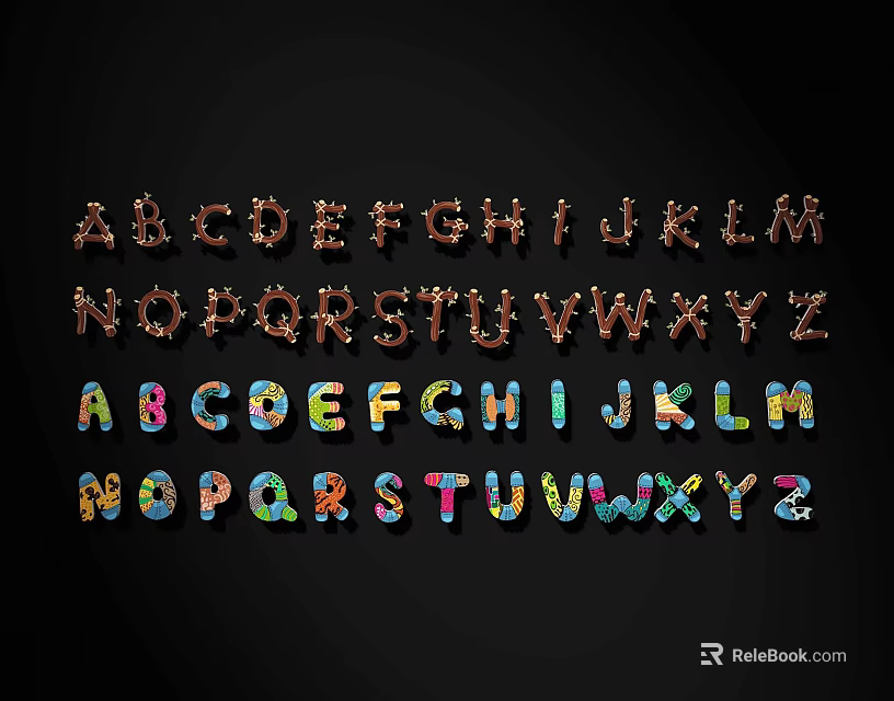 Decorative Colorful Alphabet Letters as Creative Wall Decor for Home Spaces 3d model 