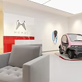 HUAZI Fashion Aesthetics Storefront With Black Facade Glass Doors Red Interior And Clothing Displays