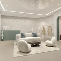 Modern Minimalist Clothing Store Interior With Clothing Racks Displayed Clothes And Decorative Mirrors