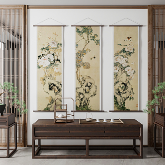 New Chinese Plant Painting Hanging Paintings 3d model