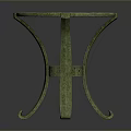 Round Bronze Dining Table Design With Carved Surface And Curved Tripod Legs 3d model
