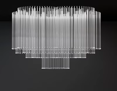 Elegant Modern Crystal Chandelier With Long Transparent Rods And Hanging Design For Interior Decor 3d model