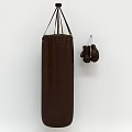 Hanging Brown Punching Bag and Boxing Gloves as Essential Sports Equipment for Fitness Training